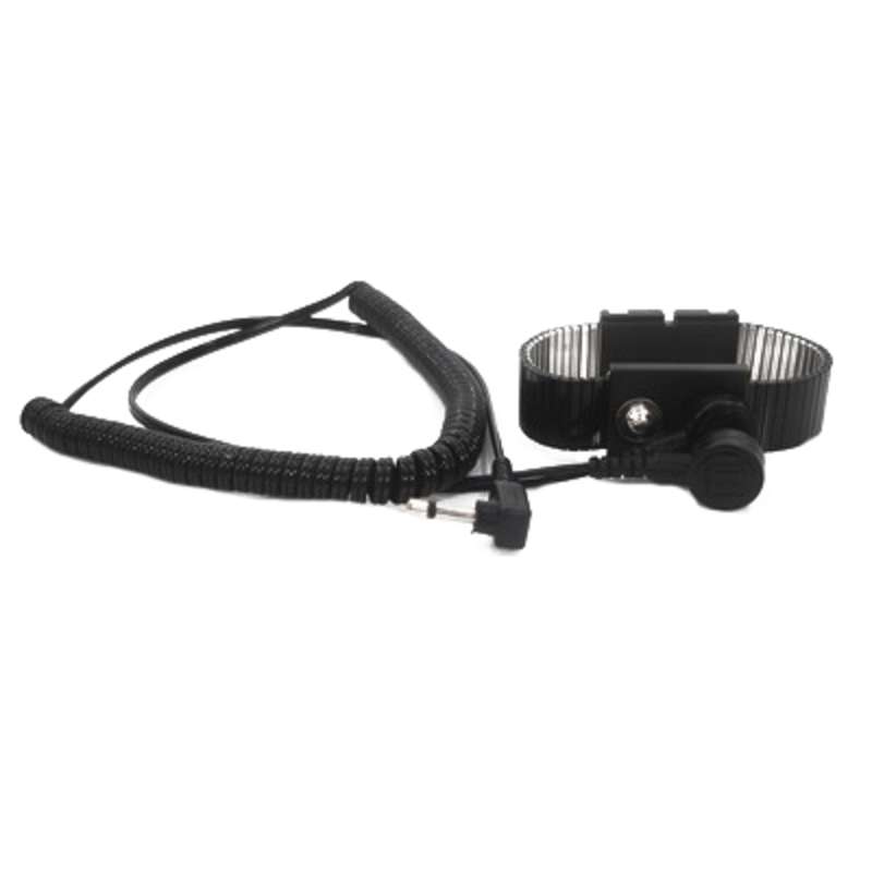 Fully Adjustable Dual Metal Wrist Strap Set with 12' Coil Cord with 1/8" snap, Black